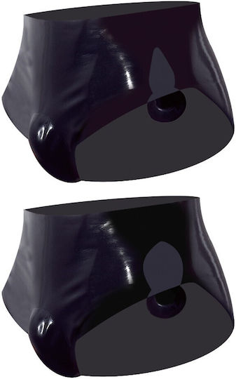LateX Men's Latex Briefs with Plug Ανδρικό Sexy Slip Μαύρο