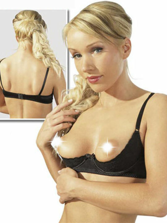 Cottelli Collection Basic Lifting Bra Underwired Stretch Satin Sexy Σουτιέν Μαύρο