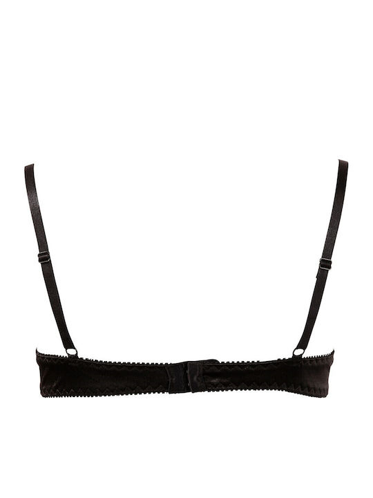 Cottelli Collection Basic Lifting Bra Underwired Stretch Satin Sexy Σουτιέν Μαύρο
