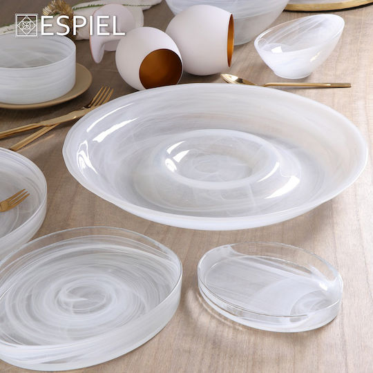 Espiel Atlas Platou de Servire Oval Sticlă Albă 21x16.5buc 1buc