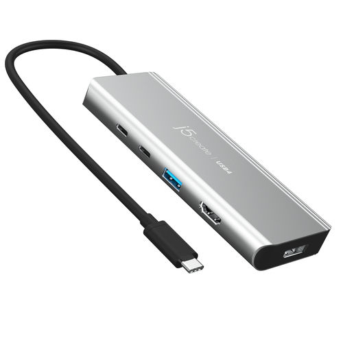 J5create USB-C Docking Station με HDMI/DisplayPort 4K PD και σύνδεση 2 Οθονών Ασημί (JCD401)