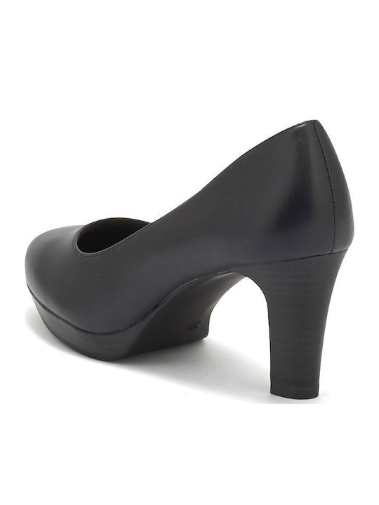 Leather Navy Blue Medium Heels