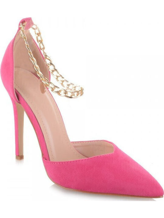 Pumps mit Stiletto-Absatz & Riemchen Fuchsie