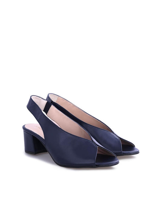 Peep Toe Γόβες με Λουράκι Μπλε