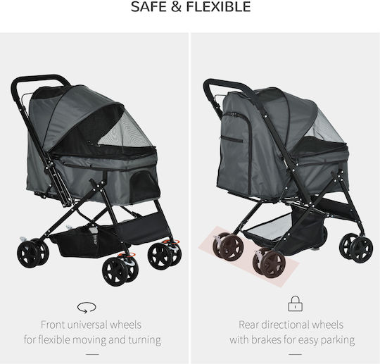 Pawhut Dog Carrying Gray Stroller L95xW76.5xH52cm