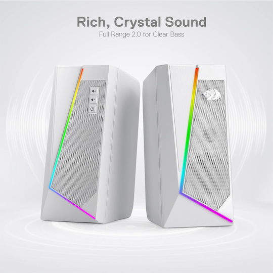 Redragon GS520 Anvil RGB Ηχεία Υπολογιστή 2.0 με RGB Φωτισμό και Ισχύ 10W σε Λευκό Χρώμα