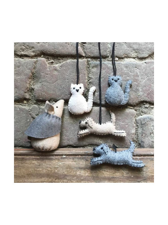 Hängendes Katze Ornament Filz Gray 4x4cm