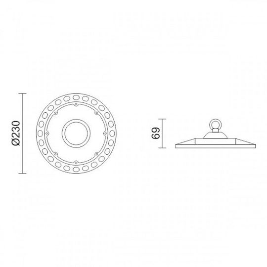 Spot Light Commercial Bell Light 100W Cool White 10000lm with Built-in LED Black Ø23xH6.9cm