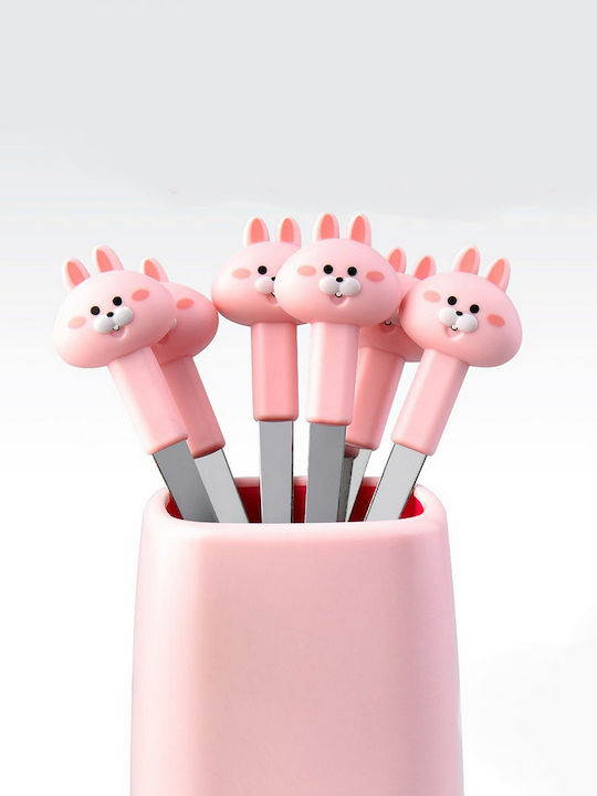 Inox Fruit/Dessert Fork Set Pink 11cm 6pcs