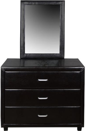 Jazz Wooden Makeup Dressing Table Καφέ with Mirror & Artificial Leather Coating 97x53.5x159cm