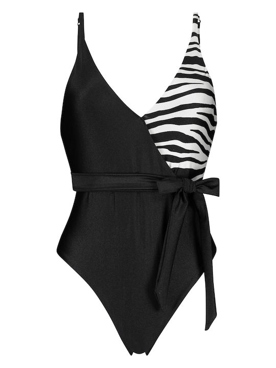 Animal Print Swimsuit Black