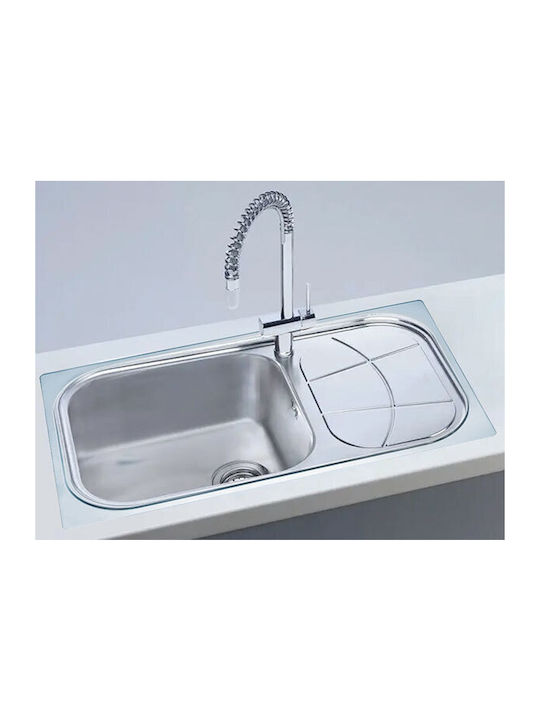 Foster Big Bowl Δεξιός Ένθετος Νεροχύτης Inox Σατινέ Μ86xΠ50cm Ασημί