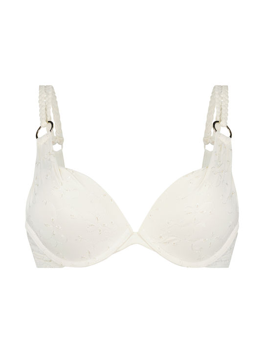 Padded Underwire Bikini Bra with Adjustable Straps White