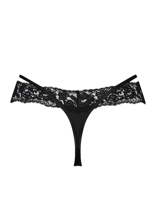 Elliena Damen Zeichenfolge mit Spitze Schwarz
