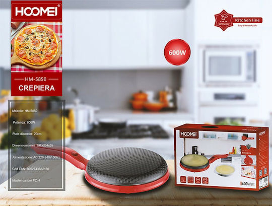 Hoomei Crepe Maker 20cm Roșu 600W