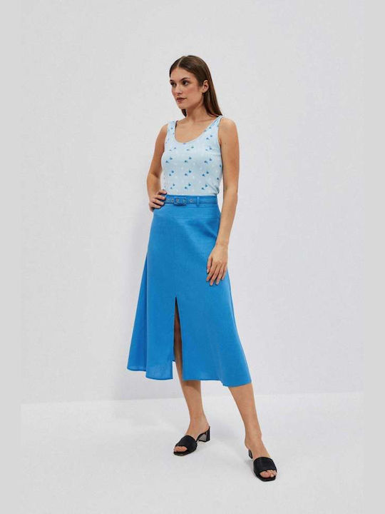 Make your image Damen Sommer Bluse Baumwolle Kurzärmelig Blau