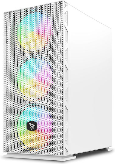 Savio Raptor X1 ARGB Gaming Midi-Turm Computergehäuse mit Seitenfenster Weiß