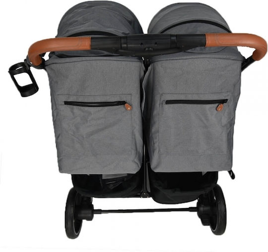 Bebe Stars Double Trouble Количка за близнаци Подходяща за Новоредено Сива 12.5kg