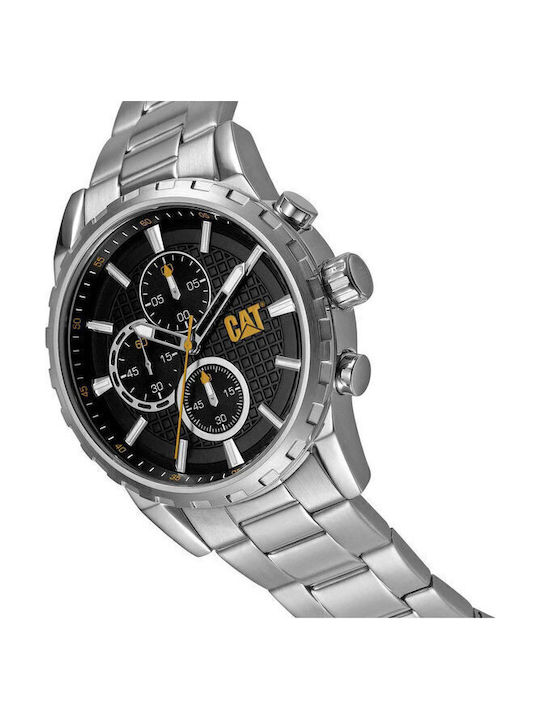 CAT Herrenuhr Chronograph Batterie mit Silber Metallarmband