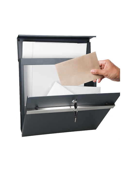 Outdoor Mailbox Metallic in Gray Color 37x11x36.5cm