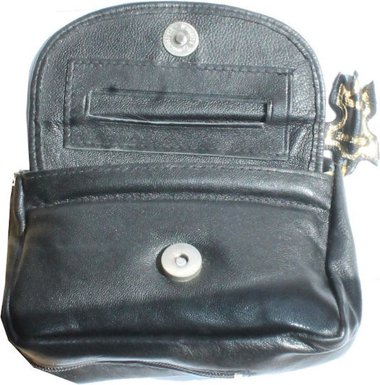 Tabakbeutel Lederne Tabaktasche in Schwarz mit magnetischem Verschluss 13x9cm
