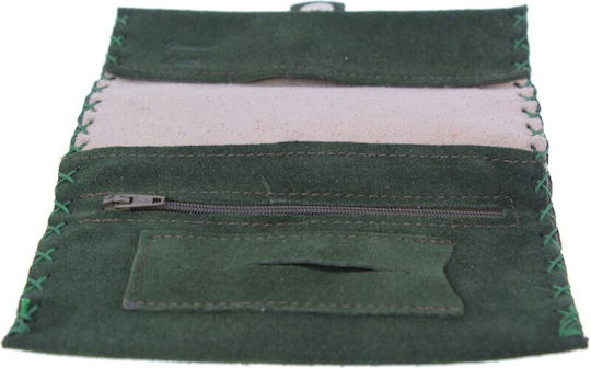 PO.S Lederne Tabaktasche Grün mit Verschluss 17x8cm