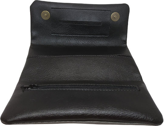 Handgefertigte Stoff Tabaktasche Grau mit Magnetverschluss 16x8cm