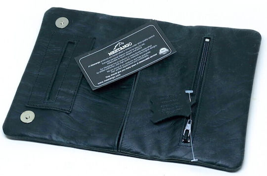 Mestango WAVES Tabaktasche aus Künstliches Leder Schwarze mit Verschlussart mit Taste 16x8cm