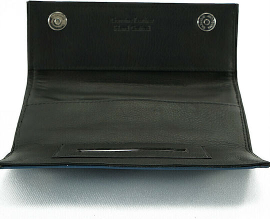 Fetiche Leather Lederne Tabaktasche Blau mit Verschluss