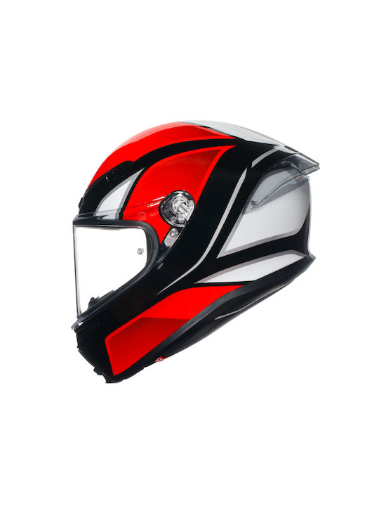 AGV K6 S Hyphen Black/Red/White Κράνος Μηχανής Full Face 1220gr με Pinlock