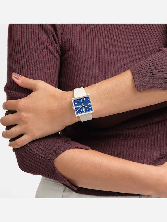Swatch Swatch Γυναικείο Ρολόι 41.8mm Μπαταρίας με Μπεζ Καουτσούκ Λουράκι