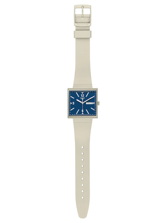 Swatch Swatch Γυναικείο Ρολόι 41.8mm Μπαταρίας με Μπεζ Καουτσούκ Λουράκι