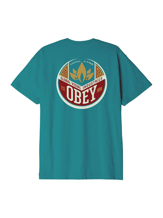 Obey T-shirt Πετρόλ Obey T-shirt Πετρόλ
