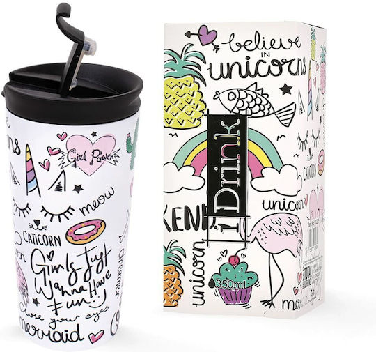 I-Total iDrink Graphics Ποτήρι Θερμός Ανοξείδωτο BPA Free 350ml Πολύχρωμο με Επιστόμιο
