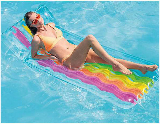 Intex Rainbow Mat Φουσκωτό Στρώμα Θαλάσσης Διάφανο 203x84cm