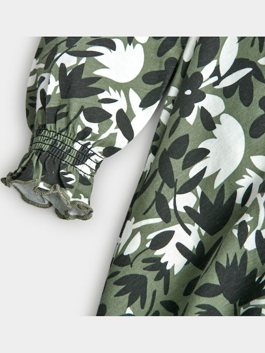 Kinderkleid Langärmelig Blumen Grün