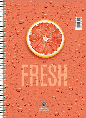 Salko Paper Spiral Notebook Ruled B5 60 Sheets 2 Subjects Fresh 1pcs (Μiscellaneous Designs/Colors)