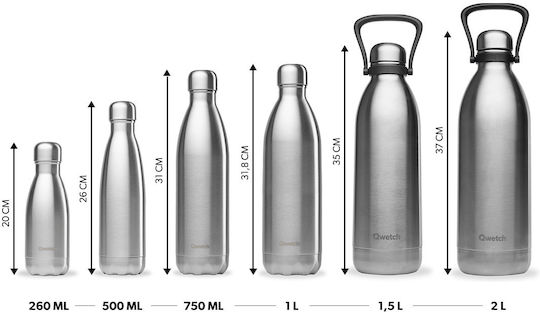 Qwetch Μπουκάλι Θερμός Ανοξείδωτο BPA Free Μπλε με Λαβή