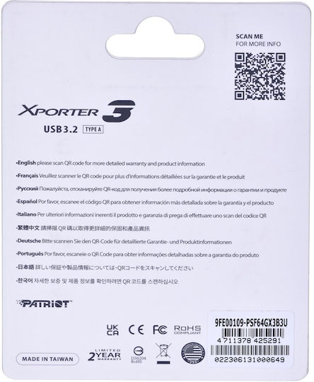 Patriot Xporter 3 64GB USB 3.2 Stick Black