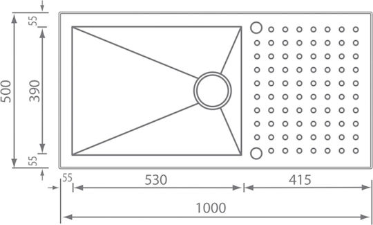 Sanitec Punto Quadra 10906 Drop-In Inox Satin Finish 100x50cm Silver