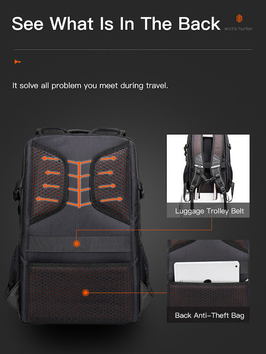 Arctic Hunter B00387 Waterproof Backpack for Laptop 15.6" with USB Port in Gray Color