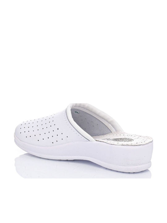 Sunshine Damen Leder Anatomisch Clogs Weiß