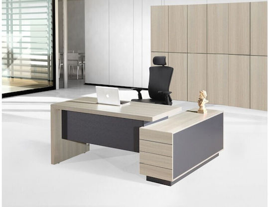 Γωνιακό Επαγγελματικό Γραφείο Progress 160x140x76εκ. Elm / Grey