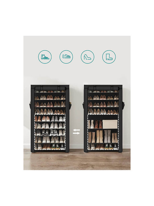 Fabric Shoe Organizer with 9 Shelves Black 88x28x160cm