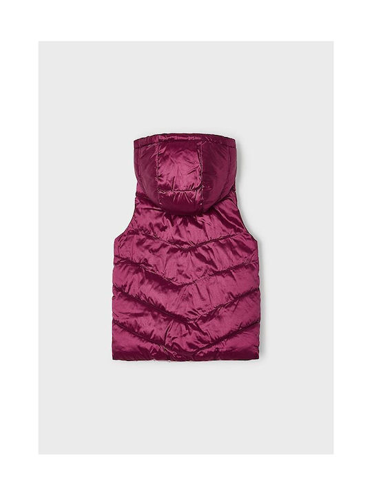 Mayoral Girls Quilted Coat Fuchsia Sleeveless with Ηood