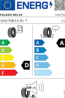 Falken Sincera SN110 Ecorun 165/70 R14 81T Θερινό Λάστιχο για Επιβατικό Αυτοκίνητο