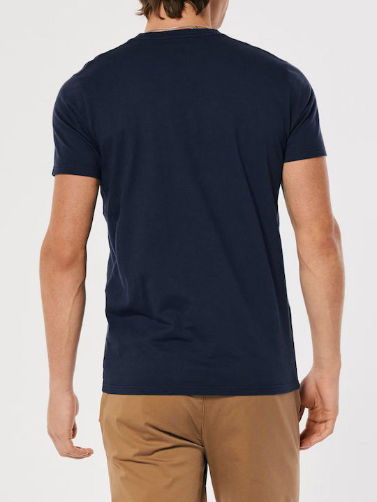 Hollister T-shirt Bărbătesc cu Mânecă Scurtă Albastru