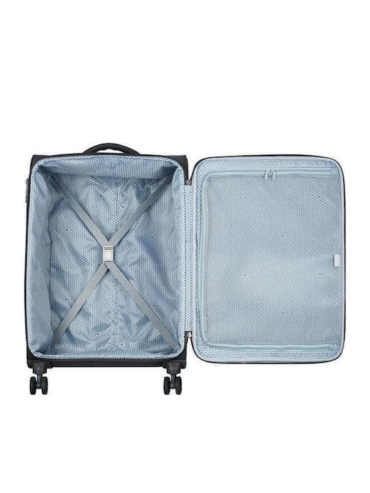 Delsey Caracas Medium Fabric Suitcase Black With 4 Wheels Height 68cm