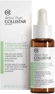 Collistar Face Serum Milano Attivi Puri Salicylic Acid & Succinic Acid Serum Suitable for Oily Skin 30ml