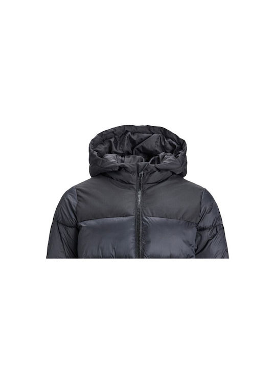 Jack & Jones Boys Quilted Coat Black with Ηood